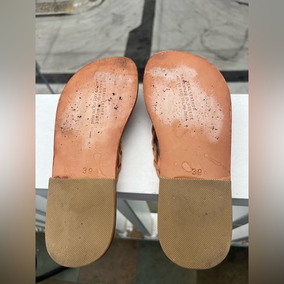 Maria Farro Grecian leather braided thong tan sandals sz 39 festival boho hippie - Picture 6 of 10